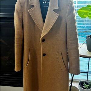 Zara women Tan mixed Wool Coat